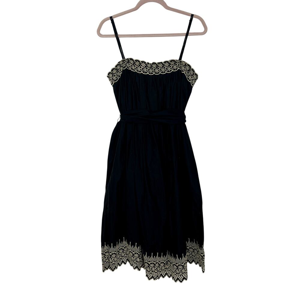 Banana Republic Black Midi Dress with Cream Embroidery